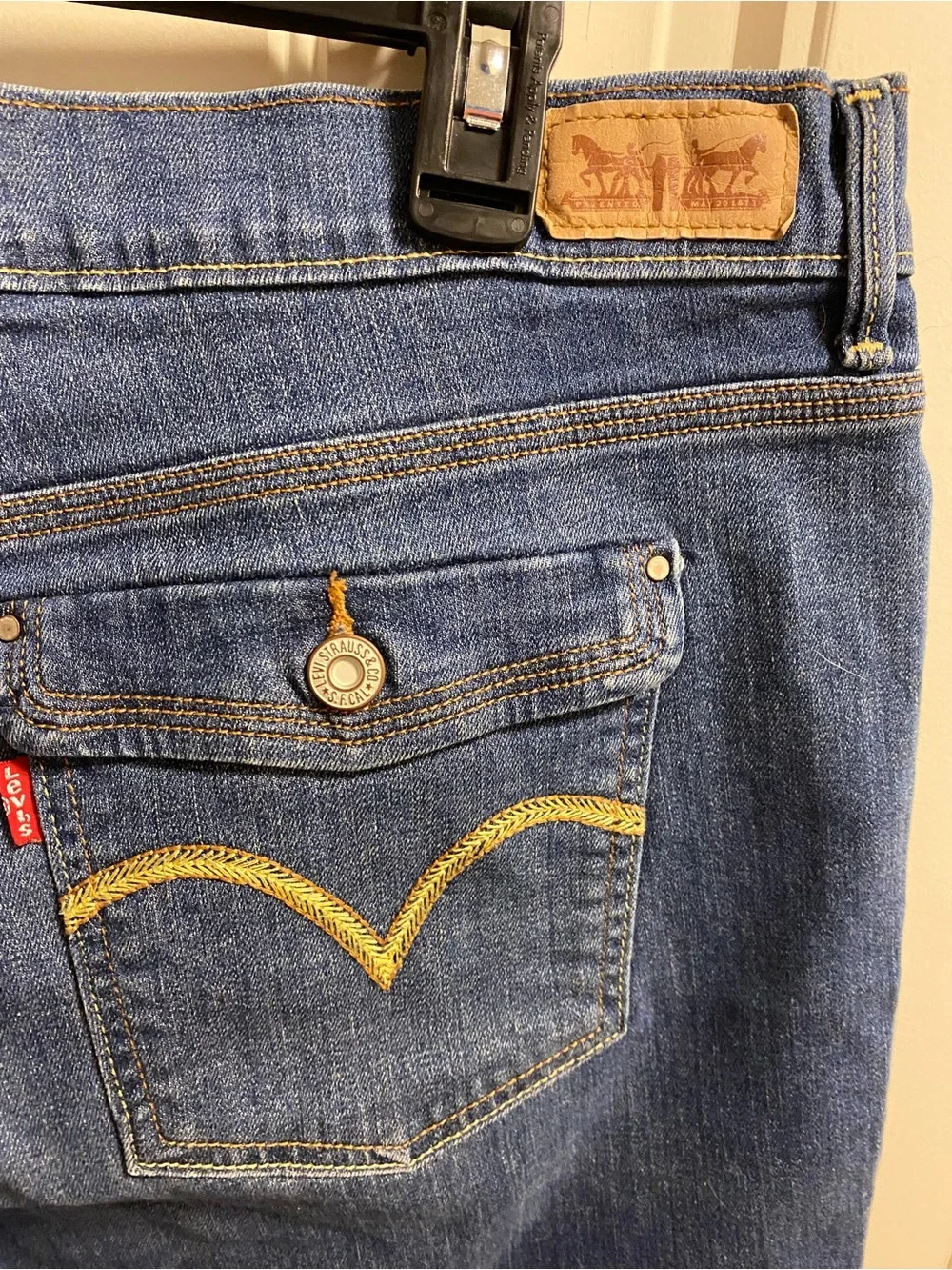 Levis Jeans Shorts 14 Stretch Bermuda Style Blue Denim Rolled Cuff